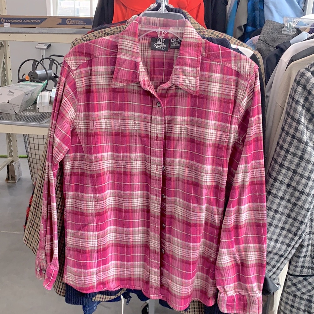 pink and cream flannel.